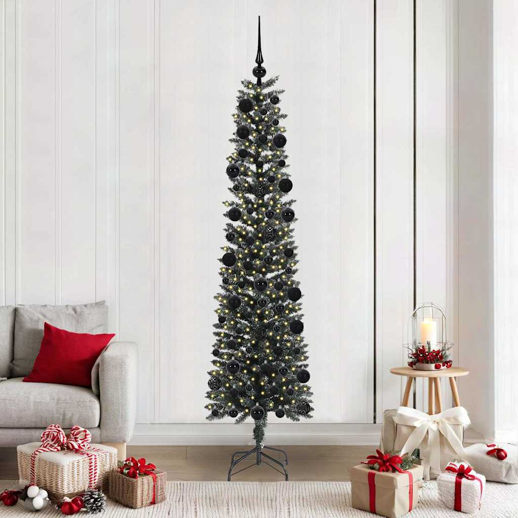 Kunstig juletre med 300 LED grønn 210 cm PVC og plast og stål