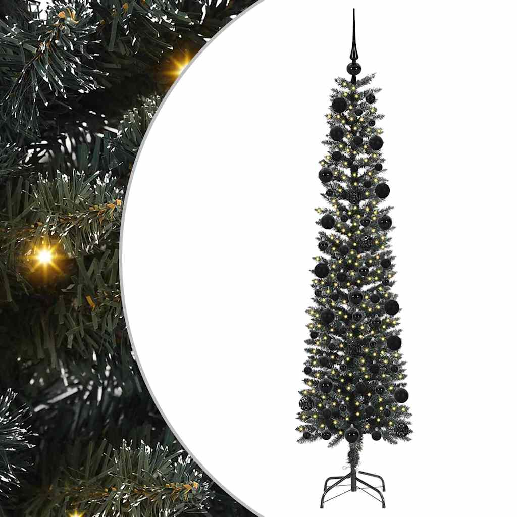 Kunstig juletre med 300 LED grønn 210 cm PVC og plast og stål