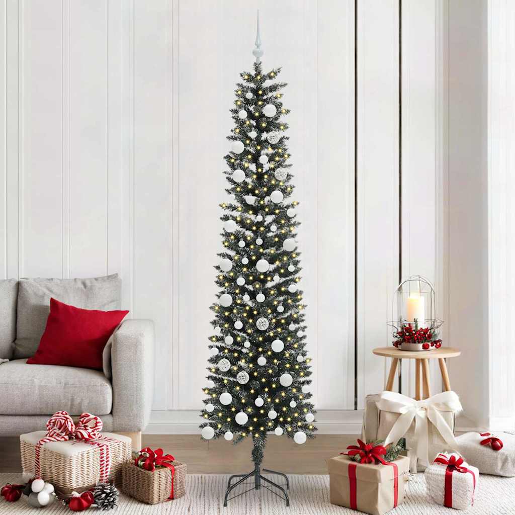 Kunstig juletre med 300 LED grønn 210 cm PVC og plast og stål