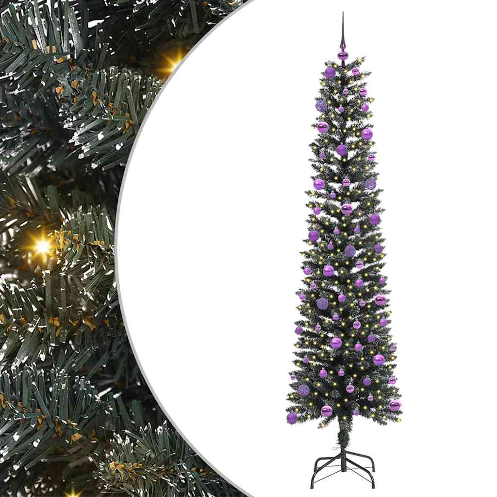 Kunstig juletre med 300 LED grønn 210 cm PVC og plast og stål