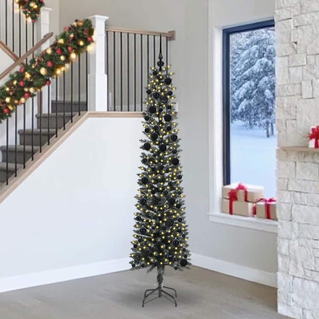 Kunstig juletre med 300 LED grønn 240 cm PVC og plast og stål