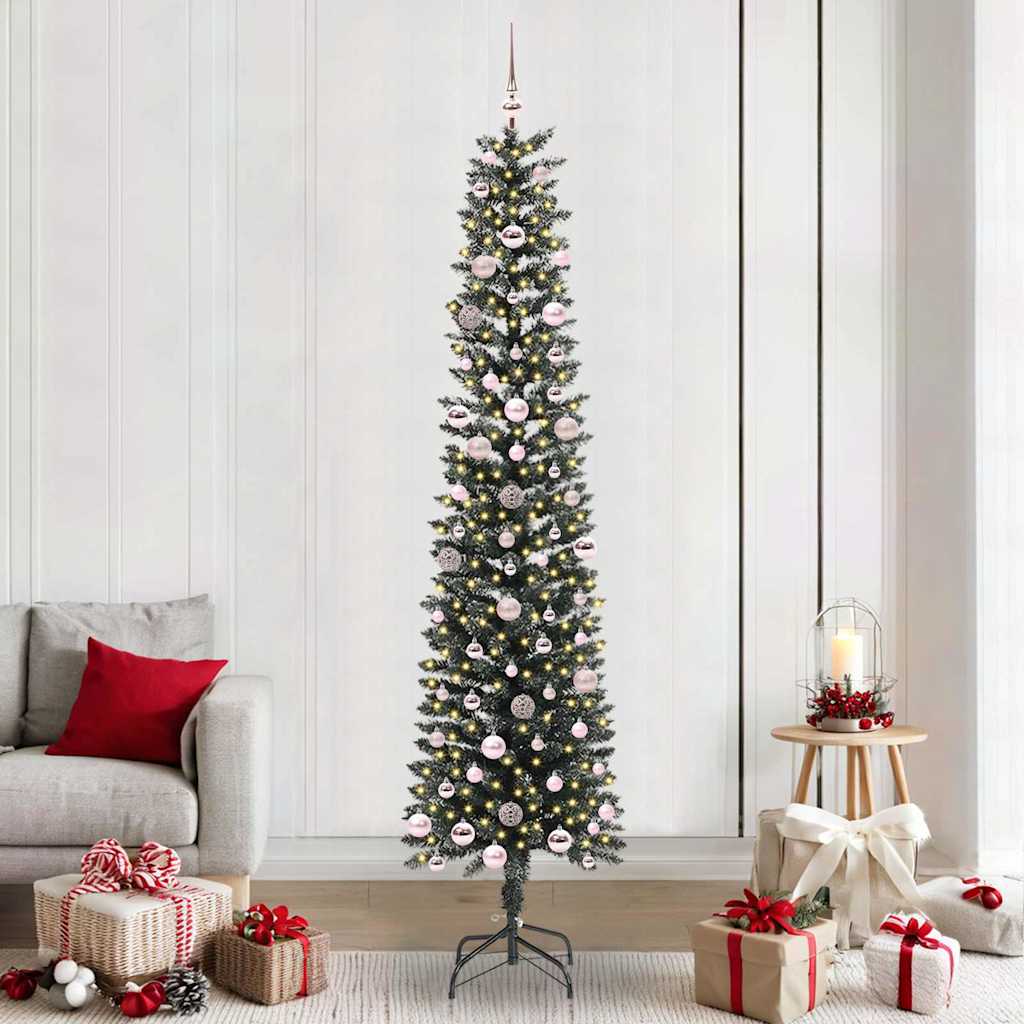 Kunstig juletre med 300 LED grønn 240 cm PVC og plast og stål