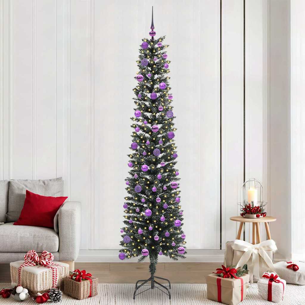 Kunstig juletre med 300 LED grønn 240 cm PVC og plast og stål