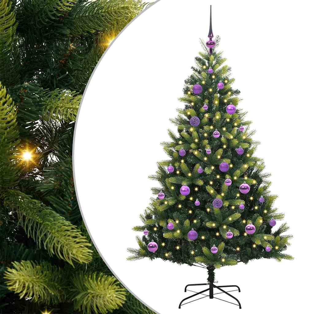 Kunstig Hengt Julegran med 150 LED-lys grønn 150 cm PVC og PE