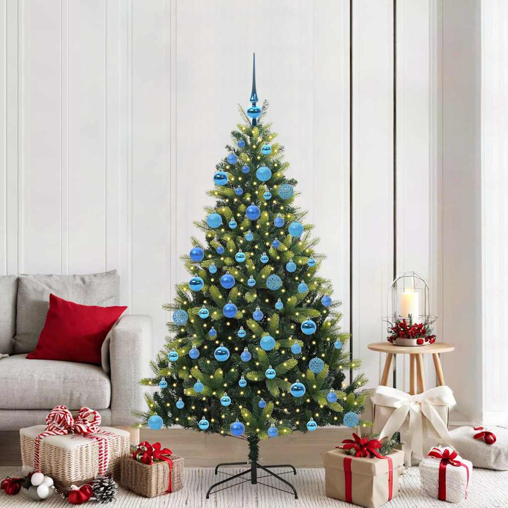 Kunstig leddet juletre med 300 LED-lamper grønn 180 cm