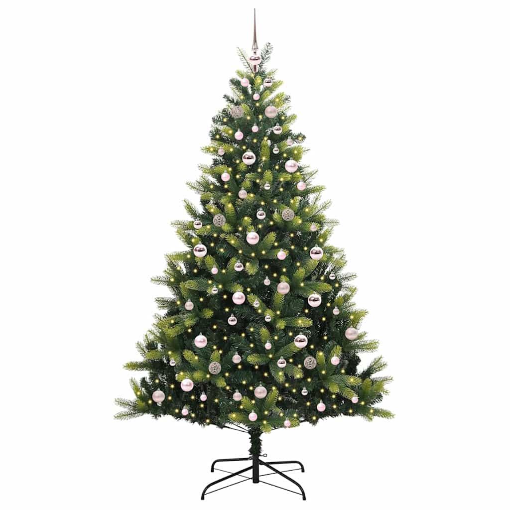 Kunstig leddet juletre med 300 LED-lamper grønn 210 cm