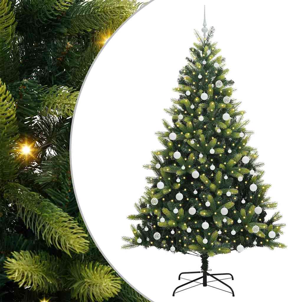 Kunstig leddet juletre med 300 LED-lamper grønn 210 cm