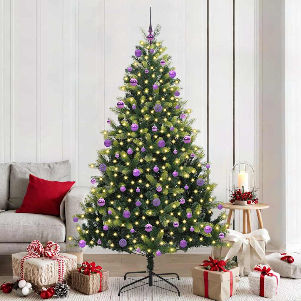 Kunstig leddet juletre med 300 LED-lamper grønn 210 cm