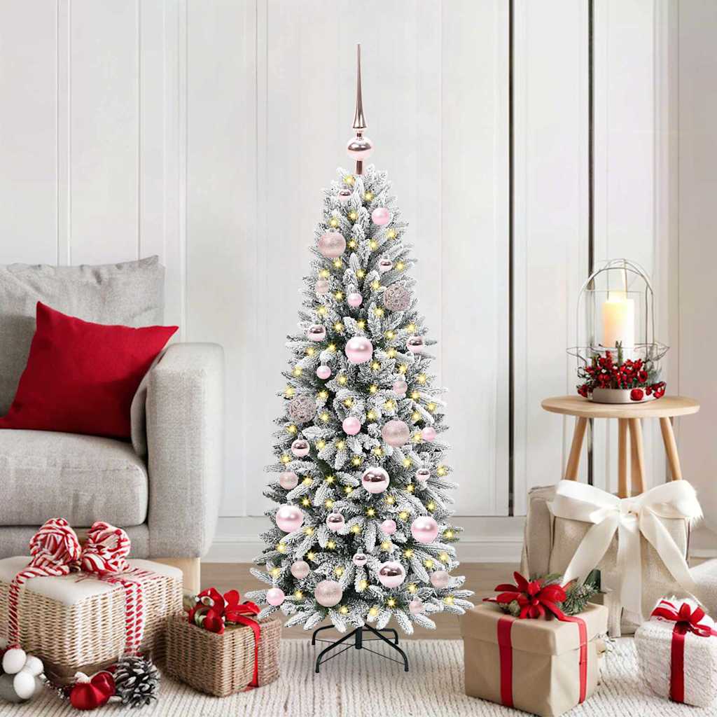 Kunstig juletre med 150 LED Hvit 120 cm PVC, plast, stål og PE