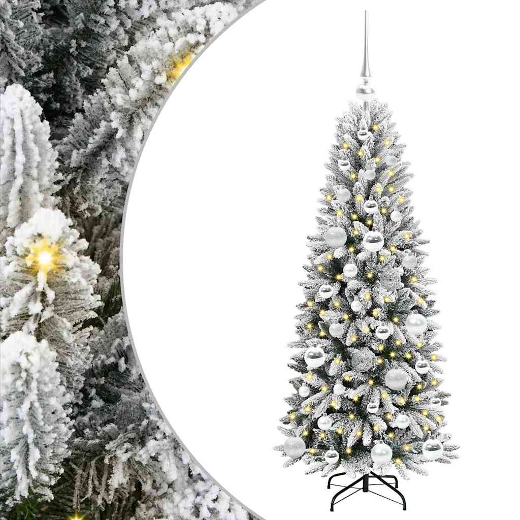 Kunstig juletre med 150 LED Hvit 120 cm PVC, plast, stål og PE