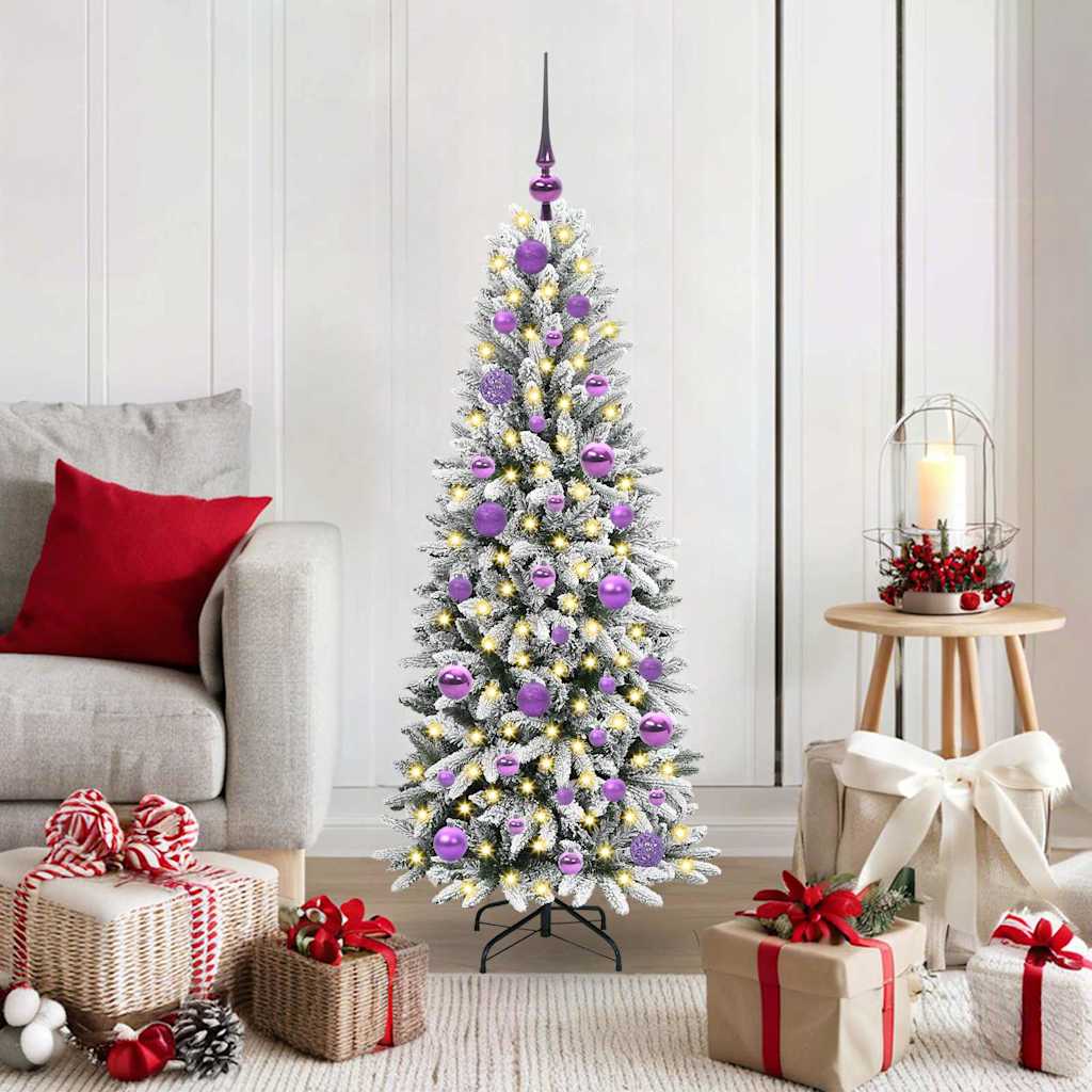 Kunstig juletre med 150 LED Hvit 120 cm PVC, plast, stål og PE