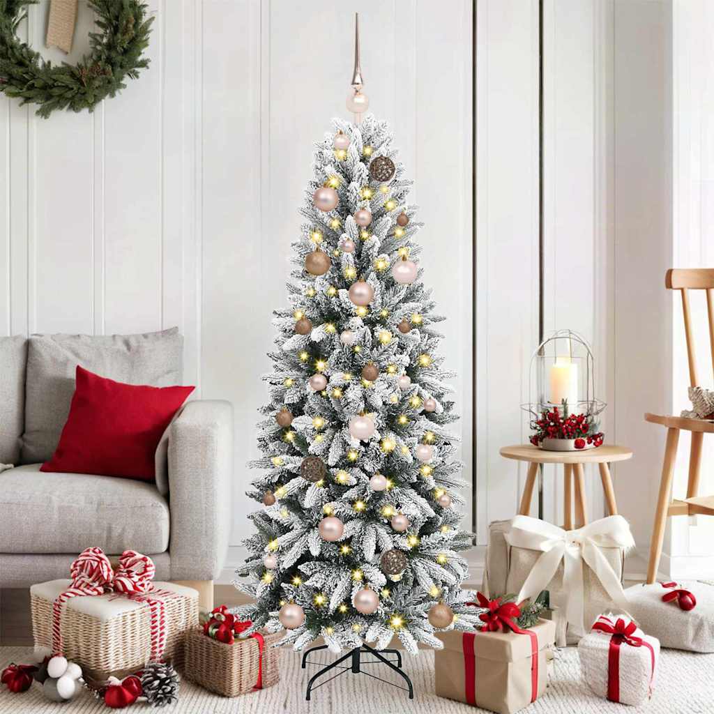 Kunstig juletre med 150 LED Hvit 150 cm PVC, plast, stål og PE