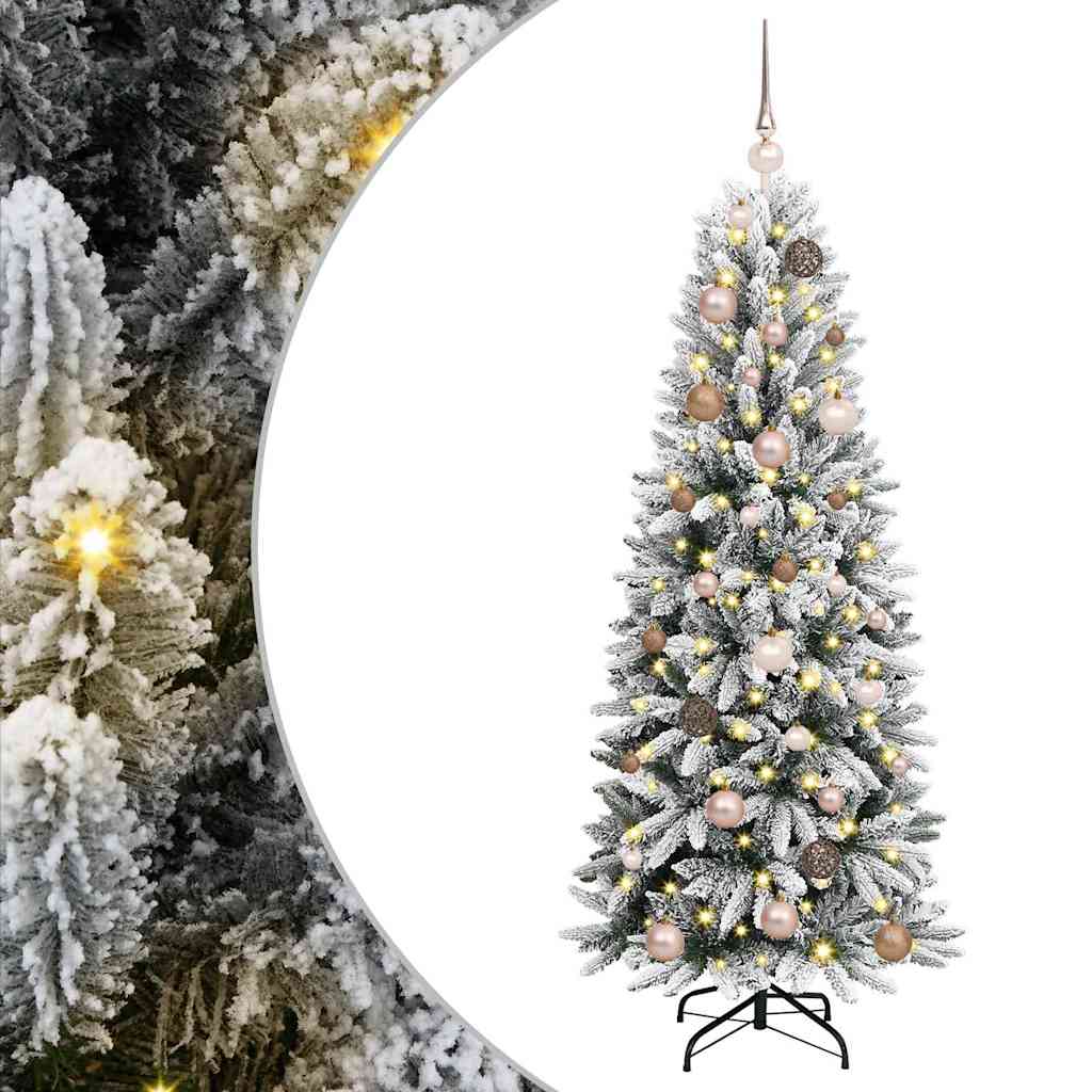 Kunstig juletre med 150 LED Hvit 150 cm PVC, plast, stål og PE