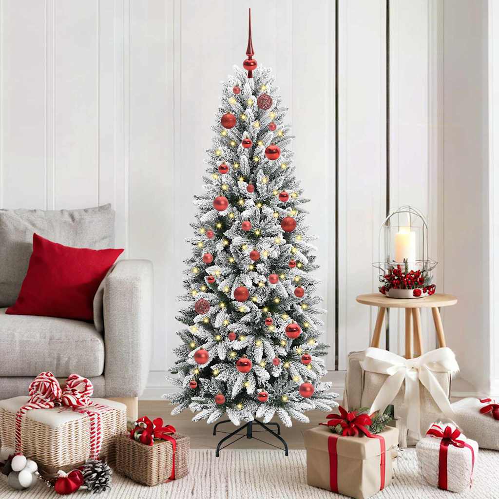 Kunstig juletre med 150 LED Hvit 150 cm PVC, plast, stål og PE