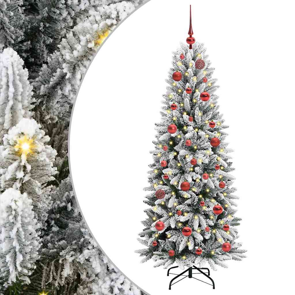 Kunstig juletre med 150 LED Hvit 150 cm PVC, plast, stål og PE
