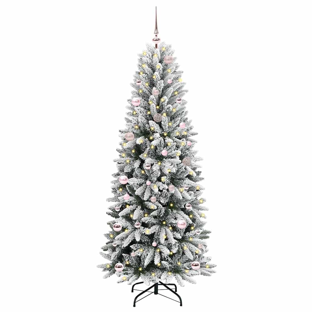 Kunstig juletre med 150 LED Hvit 150 cm PVC, plast, stål og PE