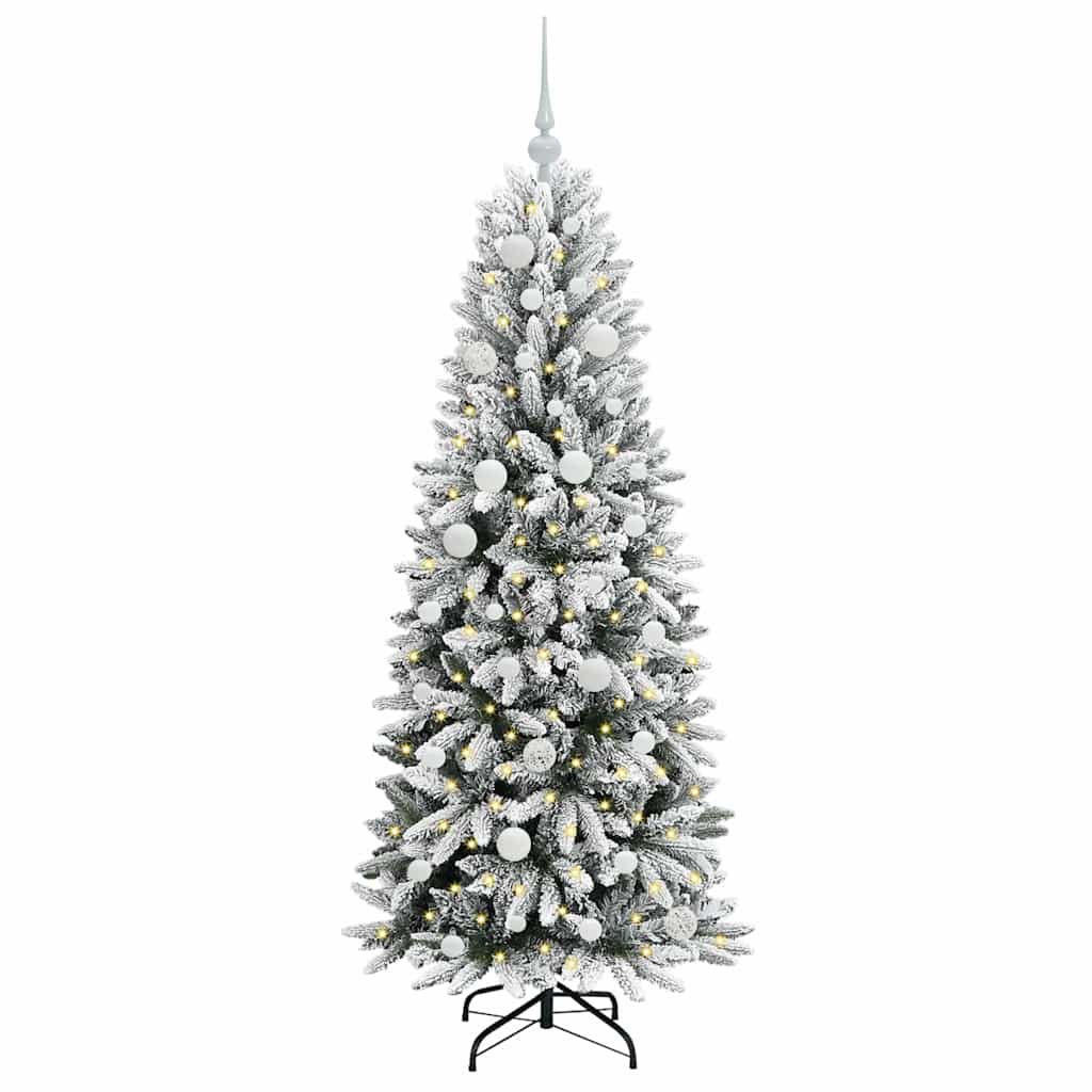 Kunstig juletre med 150 LED Hvit 150 cm PVC, plast, stål og PE