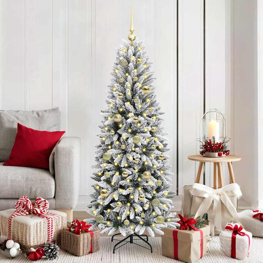 Kunstig juletre med 150 LED Hvit 150 cm PVC, plast, stål og PE