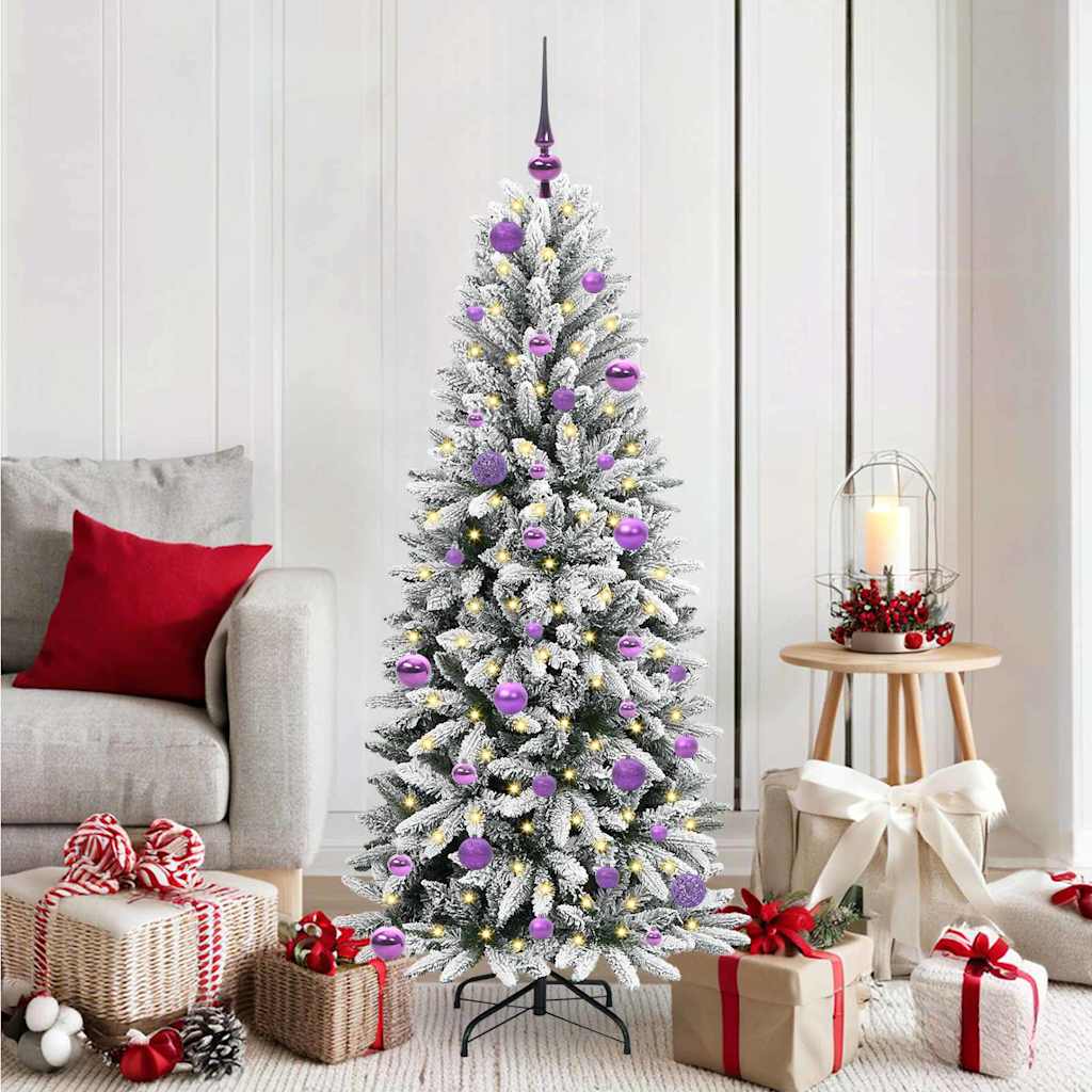 Kunstig juletre med 150 LED Hvit 150 cm PVC, plast, stål og PE