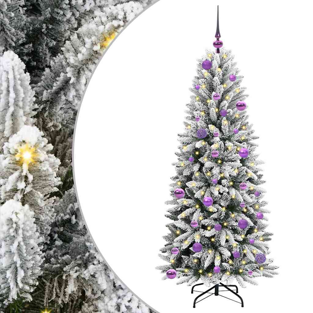 Kunstig juletre med 150 LED Hvit 150 cm PVC, plast, stål og PE