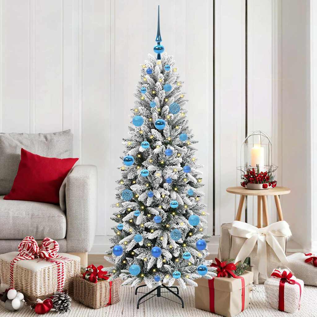Kunstig juletre med 150 LED Hvit 150 cm PVC, plast, stål og PE