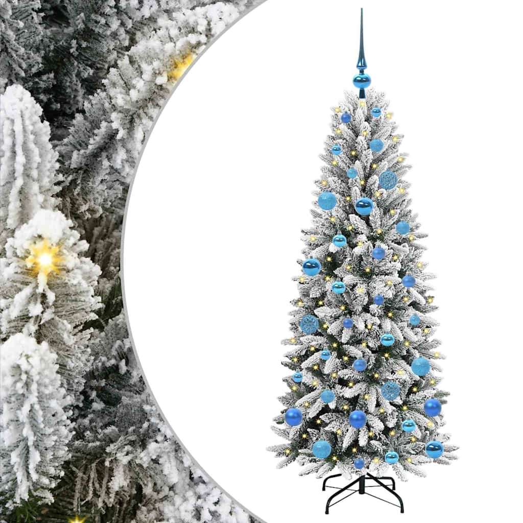 Kunstig juletre med 150 LED Hvit 150 cm PVC, plast, stål og PE