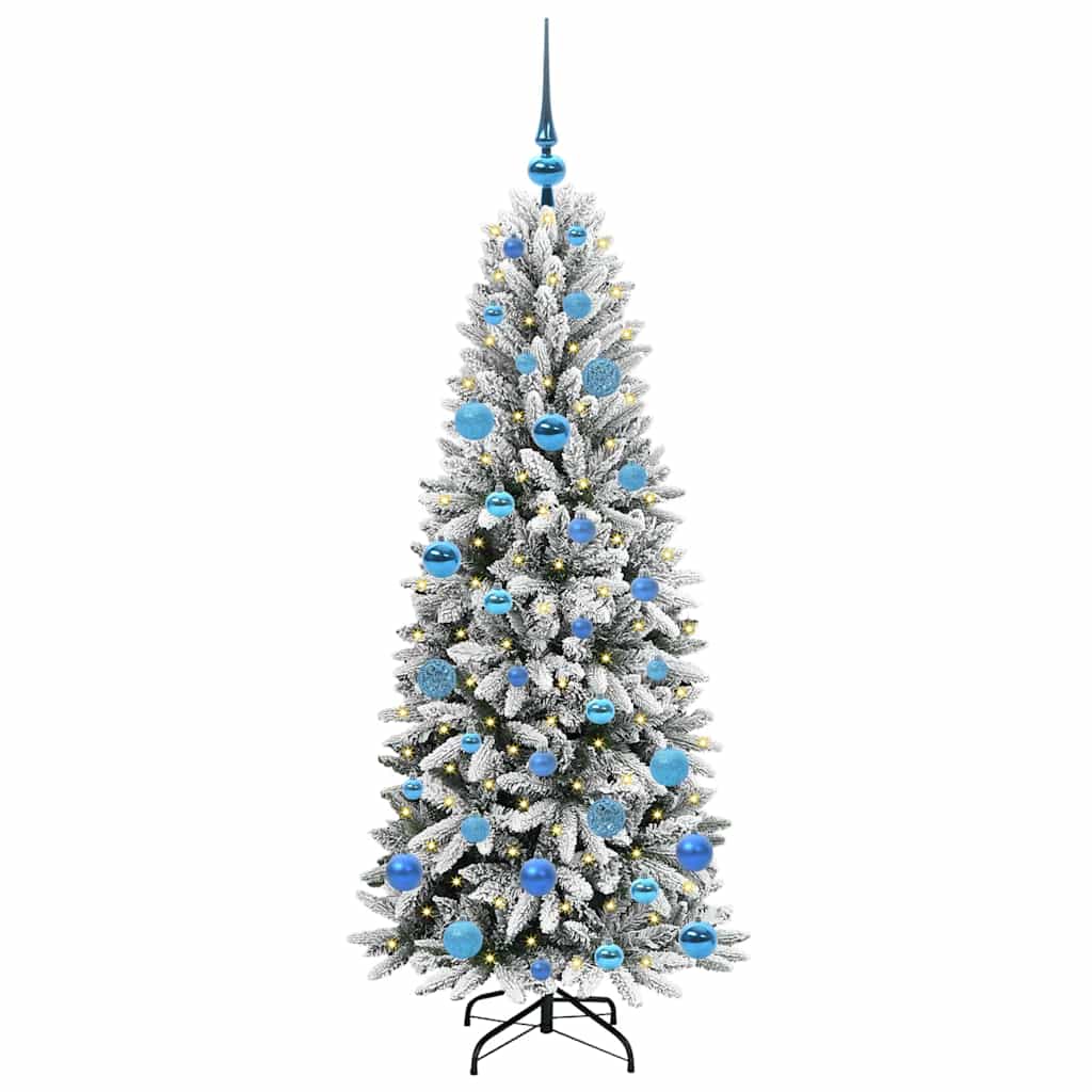 Kunstig juletre med 150 LED Hvit 150 cm PVC, plast, stål og PE