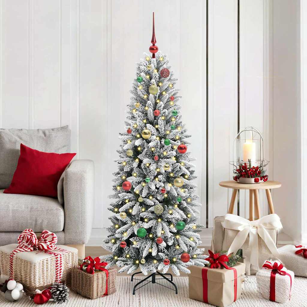 Kunstig juletre med 150 LED Hvit 150 cm PVC, plast, stål og PE