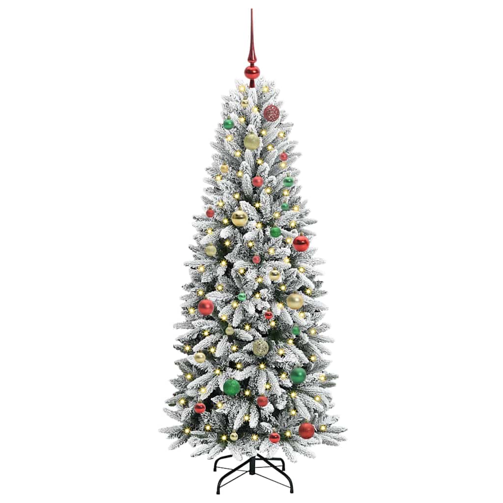 Kunstig juletre med 150 LED Hvit 150 cm PVC, plast, stål og PE