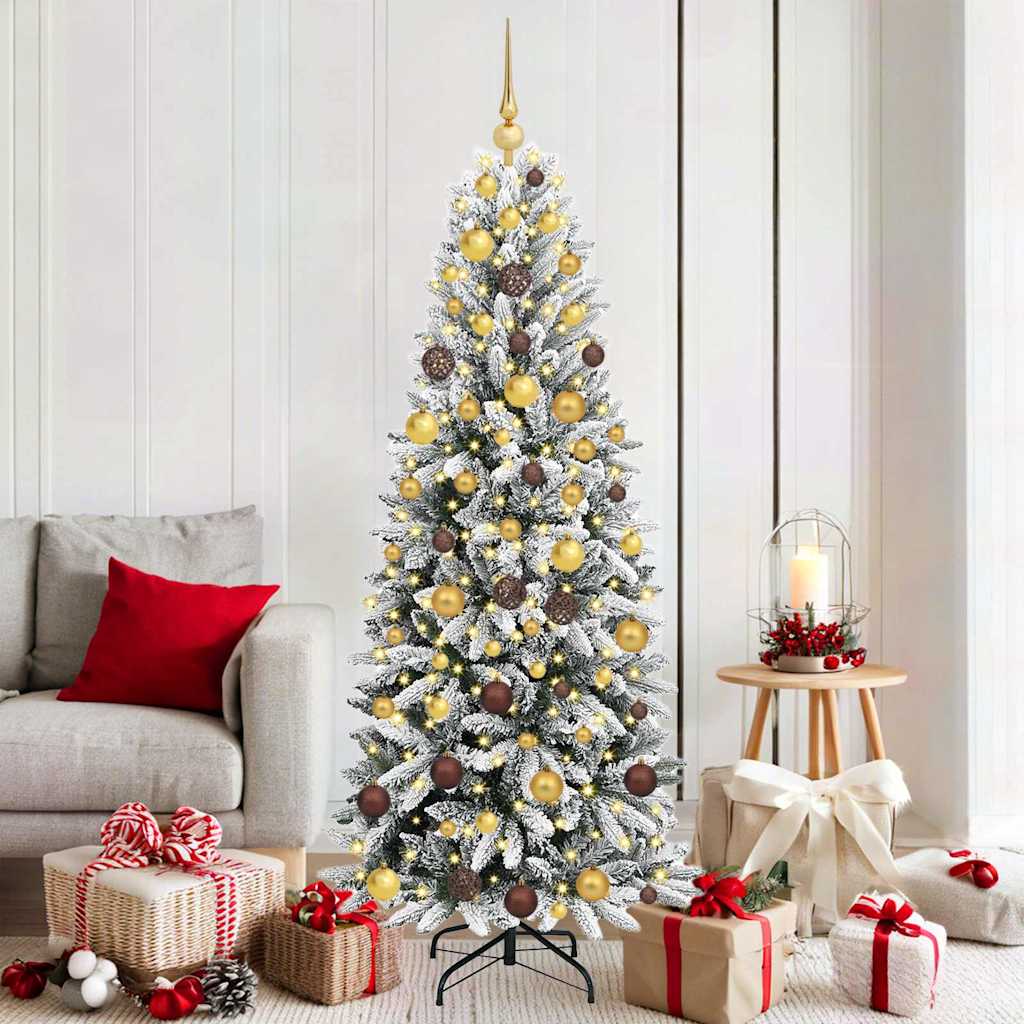 Kunstig juletre med 300 LED Hvit 180 cm PVC, plast, stål og PE