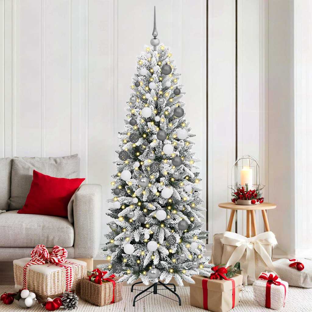 Kunstig juletre med 300 LED Hvit 180 cm PVC, plast, stål og PE