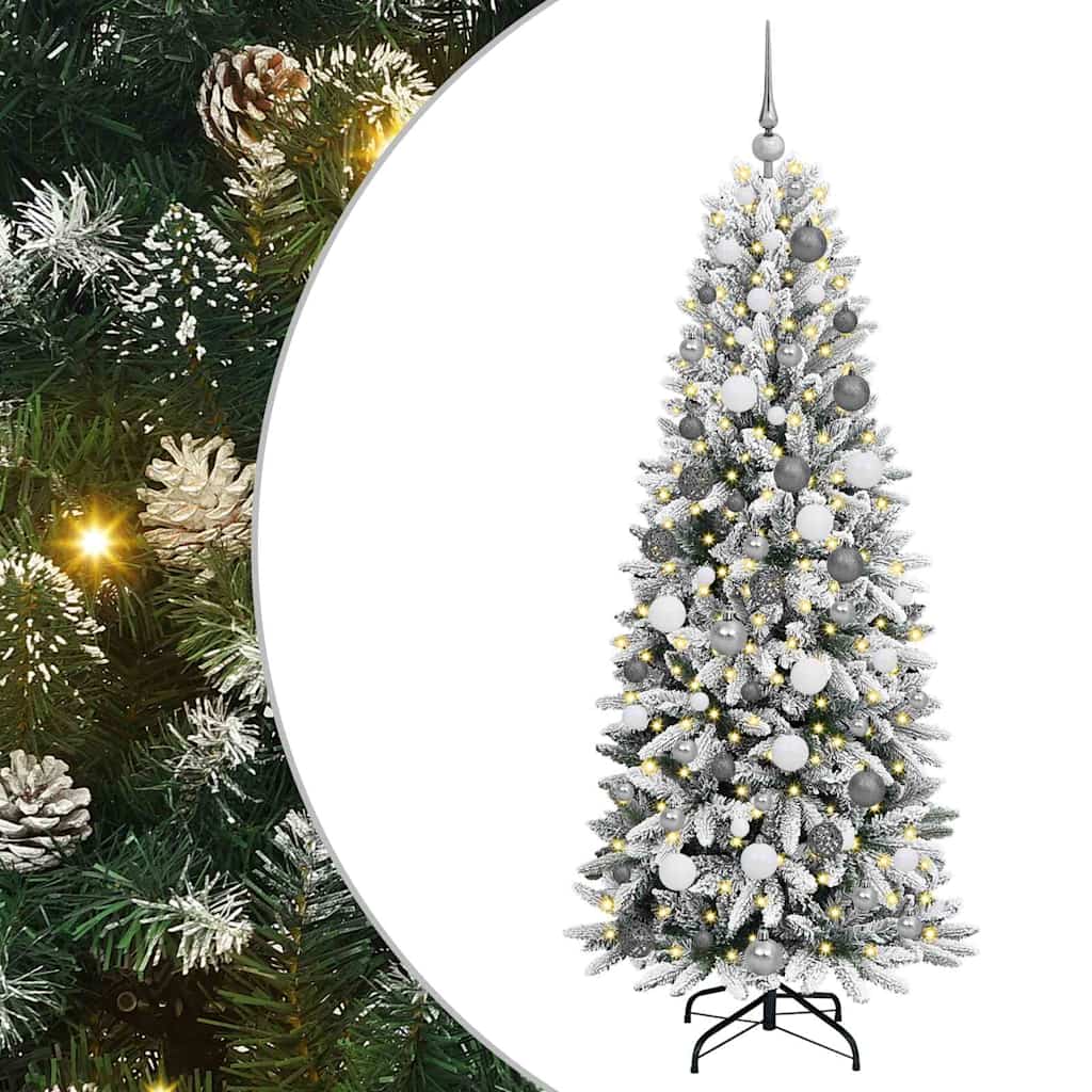 Kunstig juletre med 300 LED Hvit 180 cm PVC, plast, stål og PE