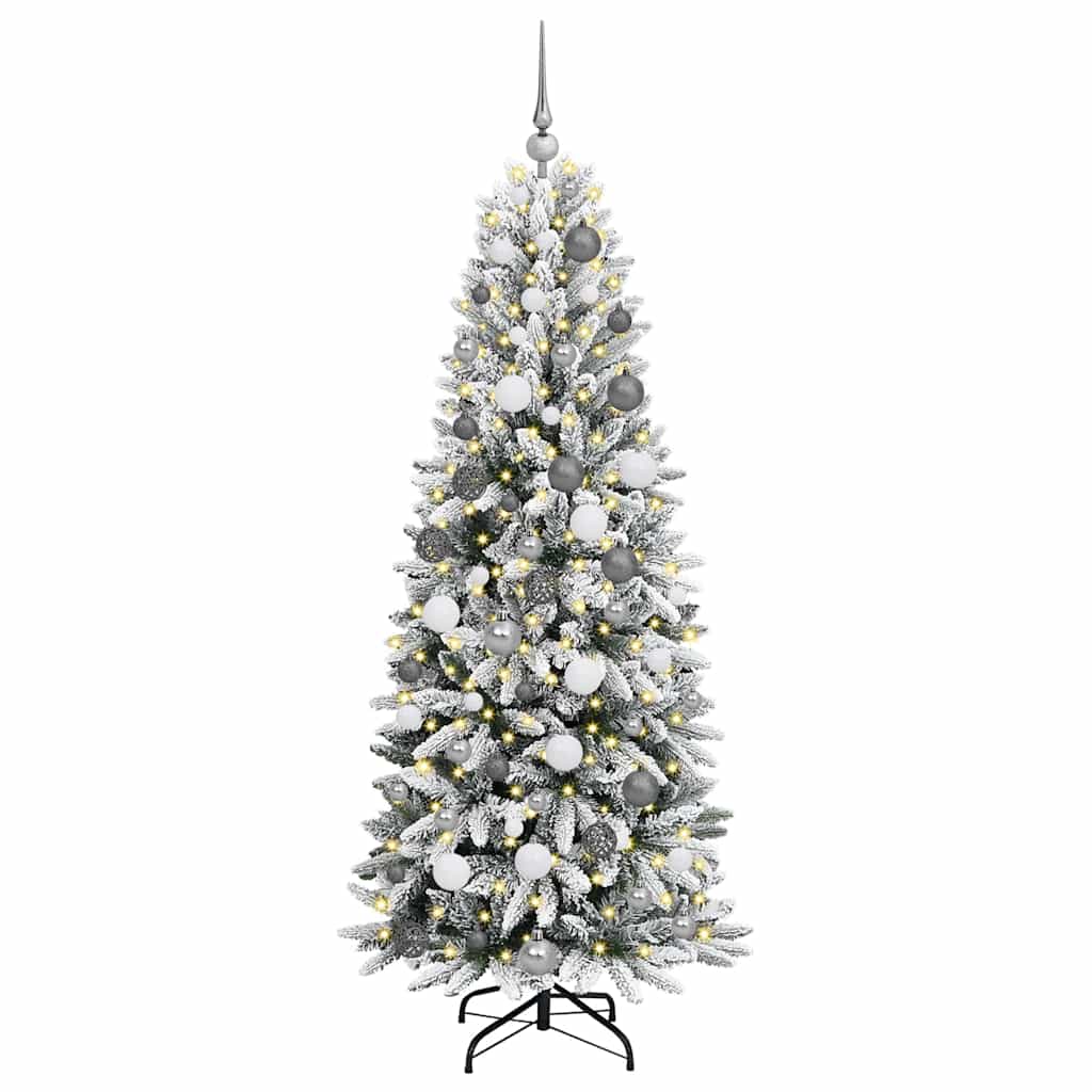 Kunstig juletre med 300 LED Hvit 180 cm PVC, plast, stål og PE