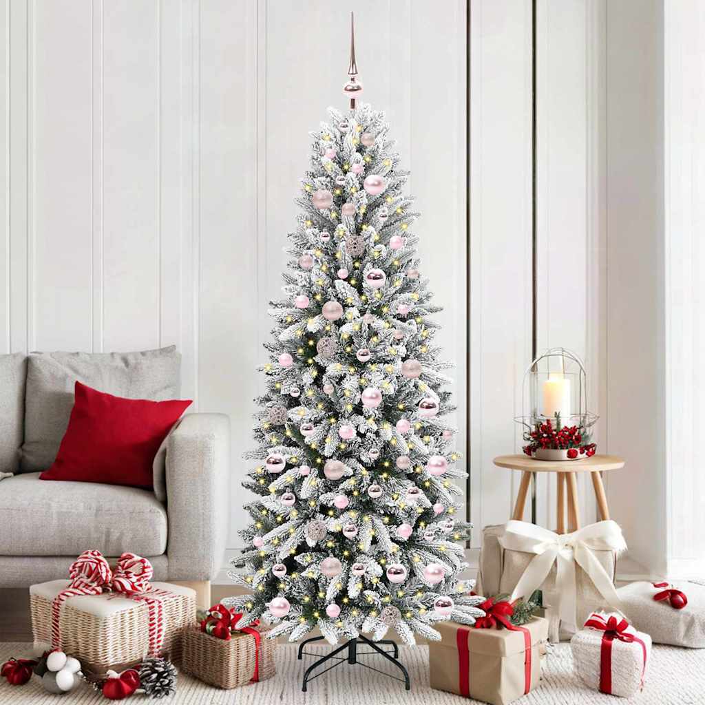 Kunstig juletre med 300 LED Hvit 180 cm PVC, plast, stål og PE