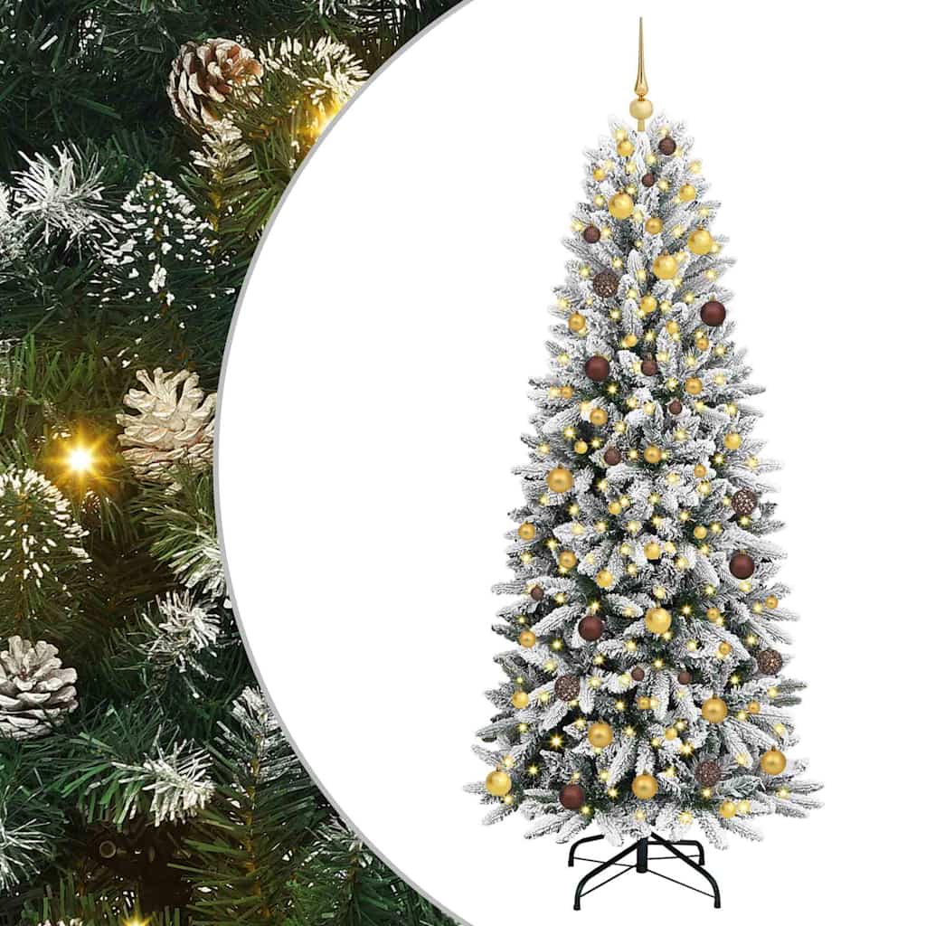 Kunstig juletre med 300 LED Hvit 210 cm PVC, plast, stål og PE