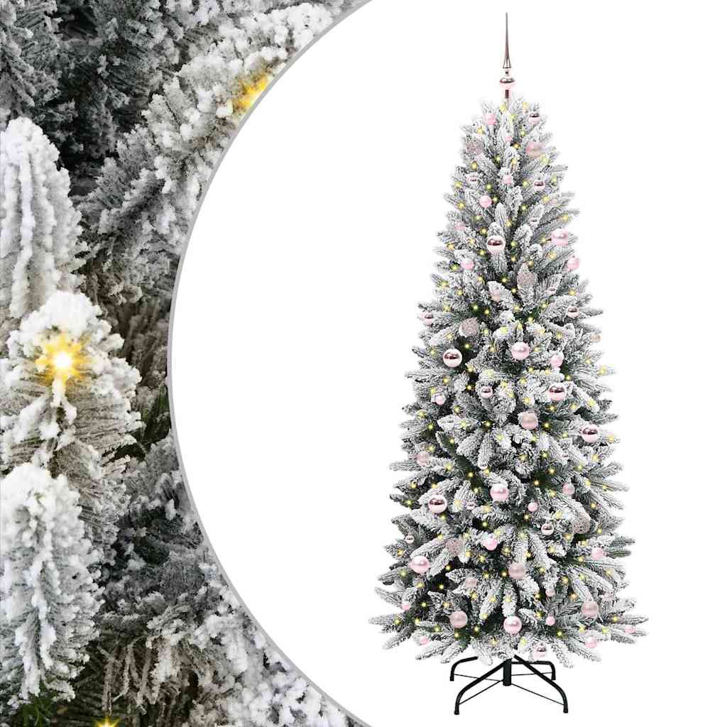 Kunstig juletre med 300 LED Hvit 210 cm PVC, plast, stål og PE