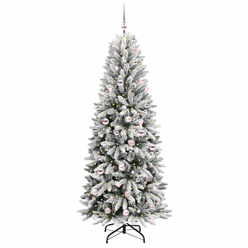 Kunstig juletre med 300 LED Hvit 210 cm PVC, plast, stål og PE