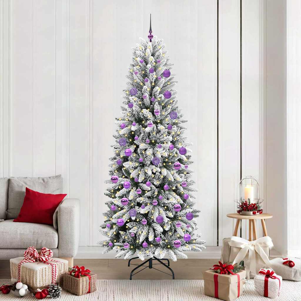 Kunstig juletre med 300 LED Hvit 210 cm PVC, plast, stål og PE