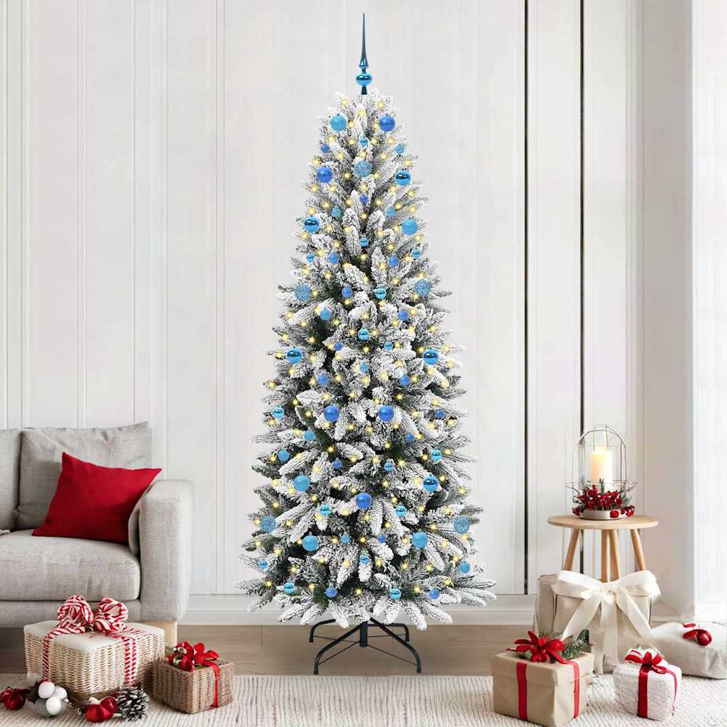 Kunstig juletre med 300 LED Hvit 210 cm PVC, plast, stål og PE