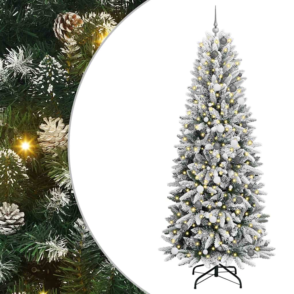 Kunstig juletre med 300 LED Hvit 240 cm PVC, plast, stål og PE