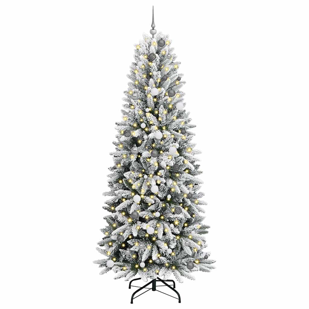 Kunstig juletre med 300 LED Hvit 240 cm PVC, plast, stål og PE
