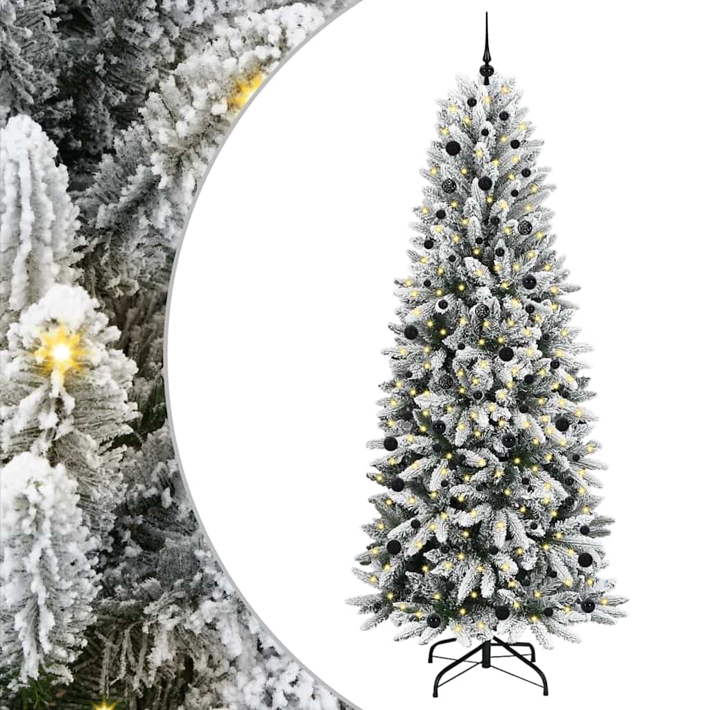 Kunstig juletre med 300 LED Hvit 240 cm PVC, plast, stål og PE