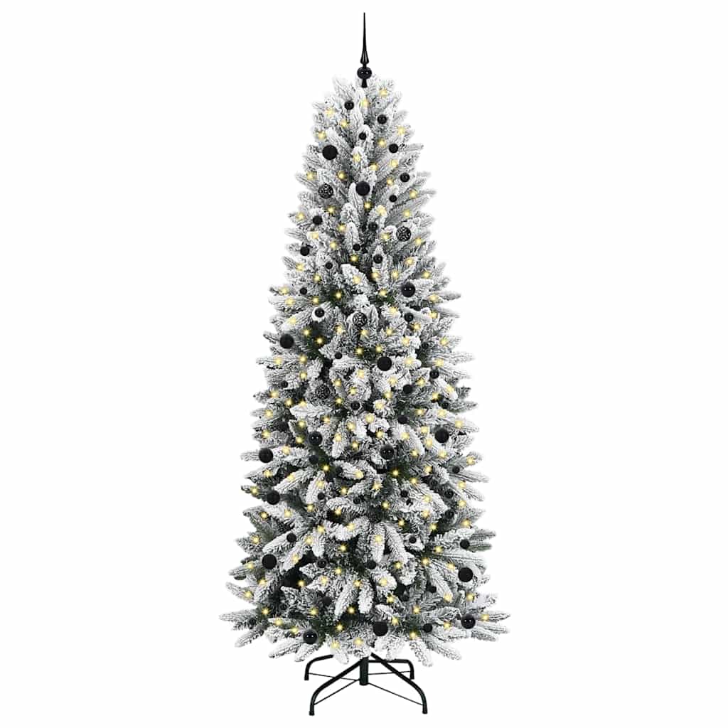 Kunstig juletre med 300 LED Hvit 240 cm PVC, plast, stål og PE