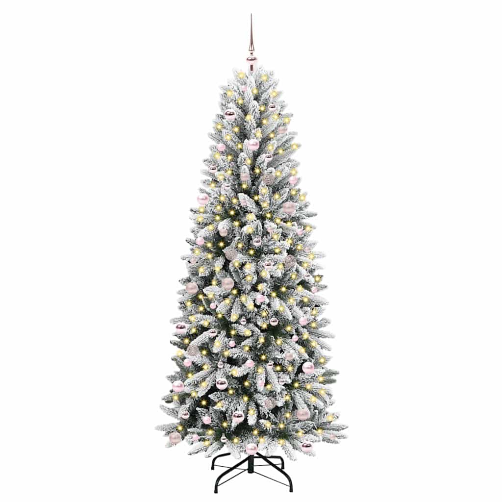 Kunstig juletre med 300 LED Hvit 240 cm PVC, plast, stål og PE