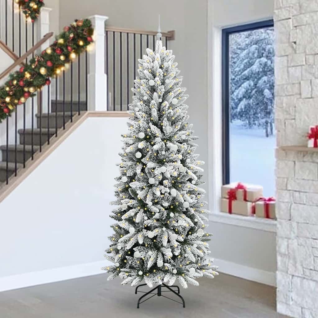 Kunstig juletre med 300 LED Hvit 240 cm PVC, plast, stål og PE