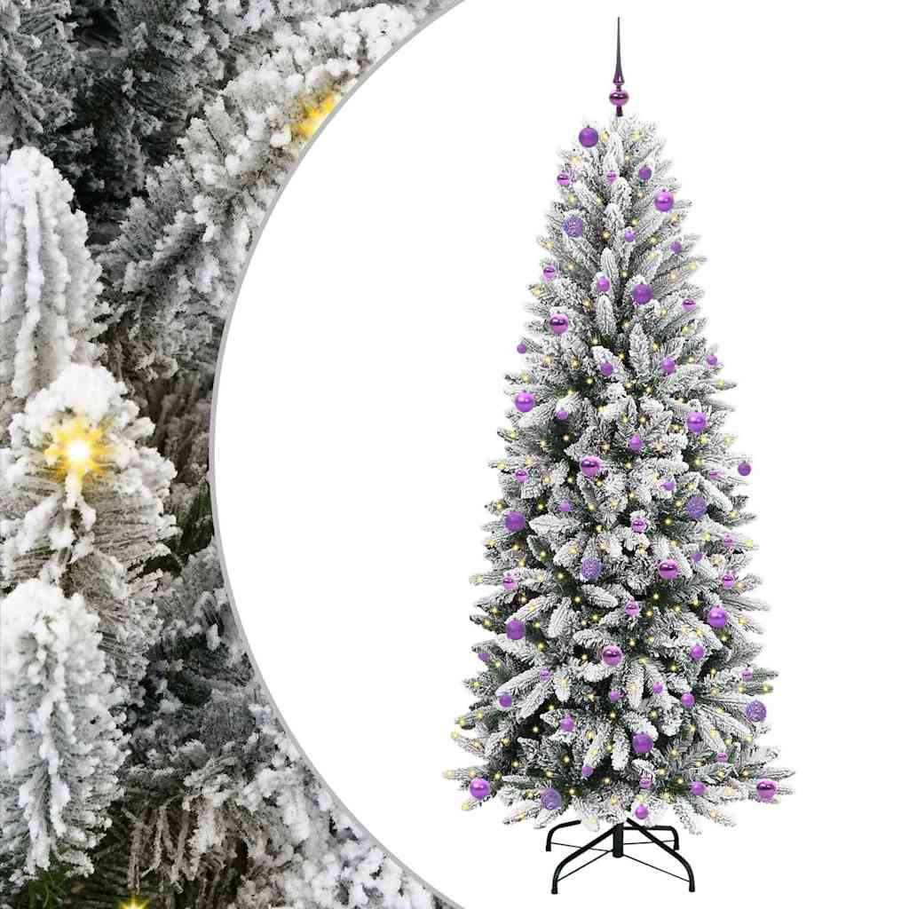 Kunstig juletre med 300 LED Hvit 240 cm PVC, plast, stål og PE