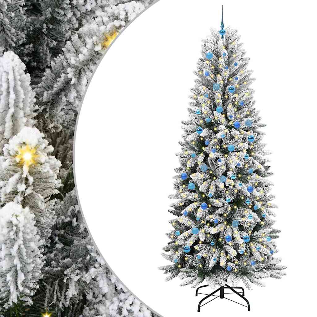 Kunstig juletre med 300 LED Hvit 240 cm PVC, plast, stål og PE