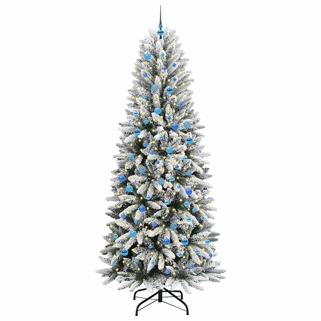 Kunstig juletre med 300 LED Hvit 240 cm PVC, plast, stål og PE