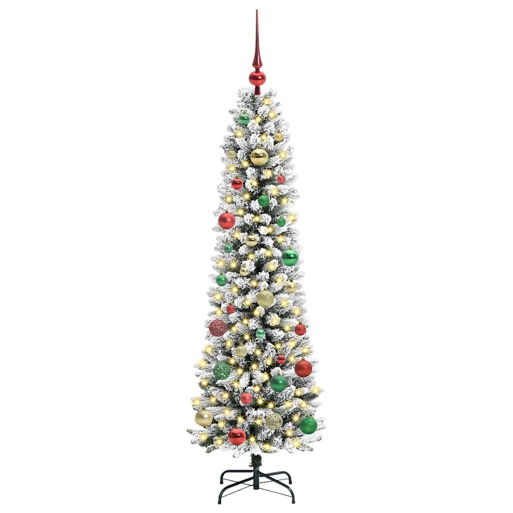 Kunstig juletre med 150 LED Hvit 150 cm PVC og Metall og Plast
