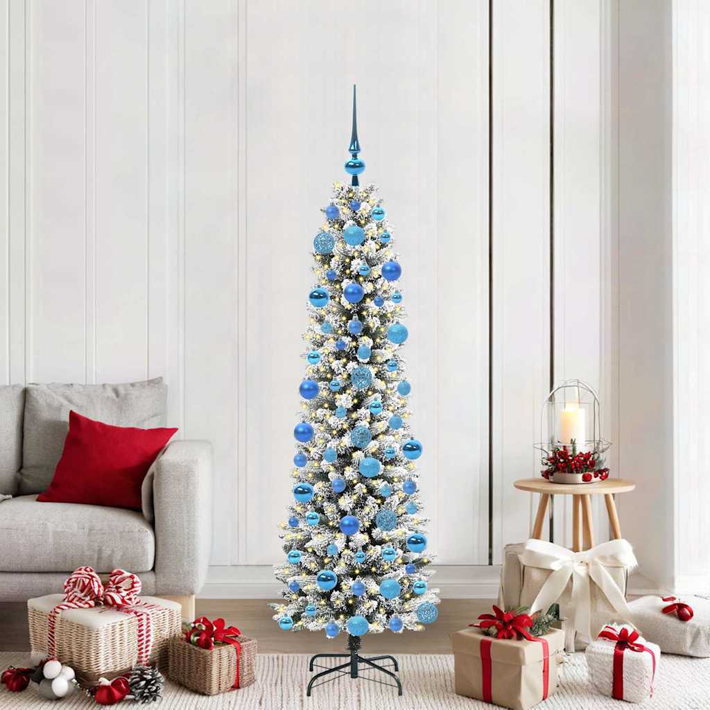 Kunstig juletre med 300 LED Hvit 180 cm PVC og Metall og Plast
